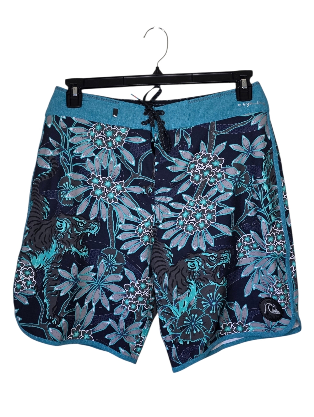 Quiksilver Floral Tiger Print Board Shorts Quick Dry Size 31
